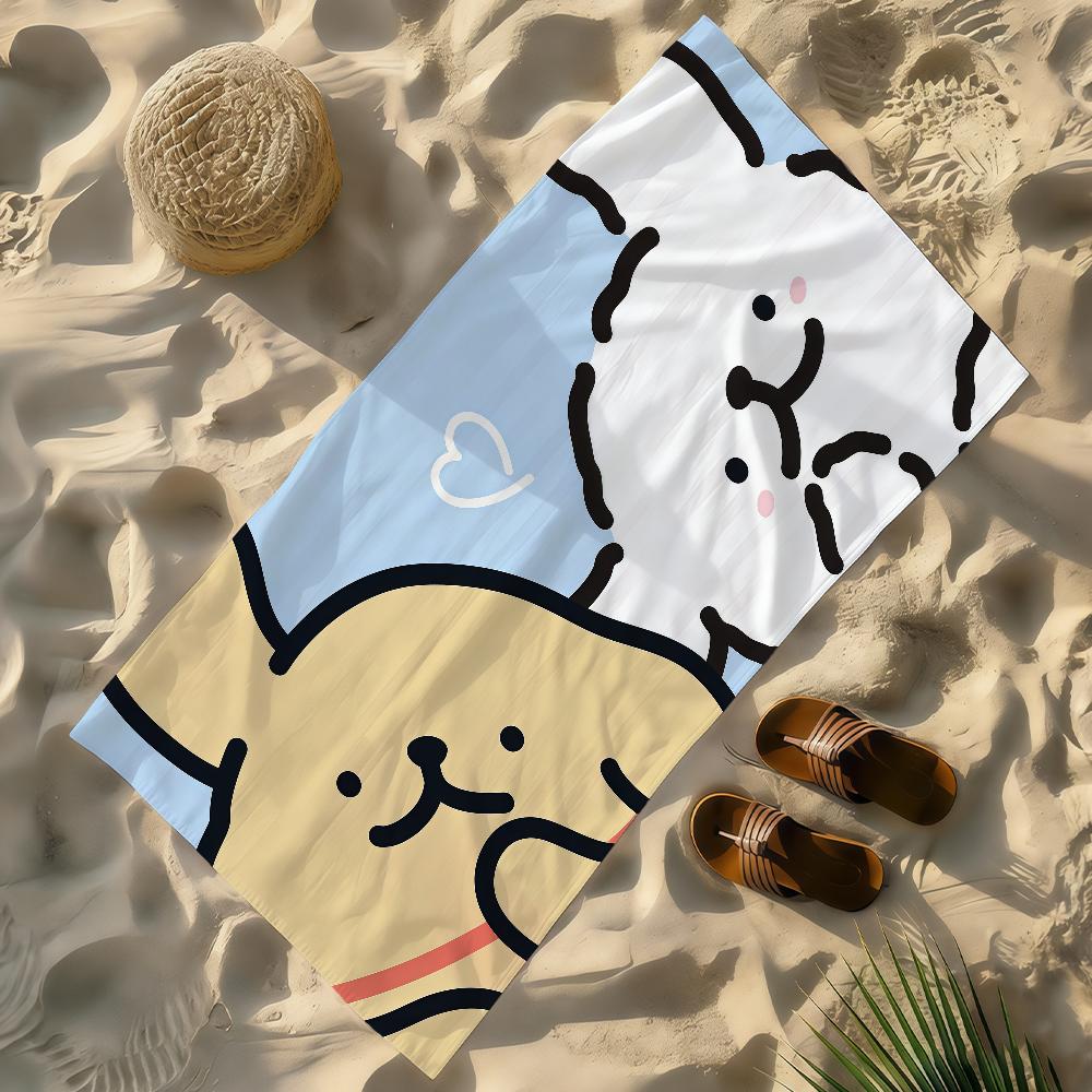 Cartoon Cute M-MalteseS Line Dog Towel Soft Lightweight Anti-Sand Large Beach Towel Quick-Drying Bath Sports Family