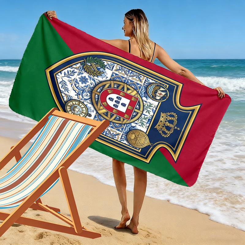 Portuguese Heritage Emblem Beach Towel Soft Beach Outdoor Pool Towel Quick-drying Swim Towel Swim Beach Travel and Vacation Towels Comfort