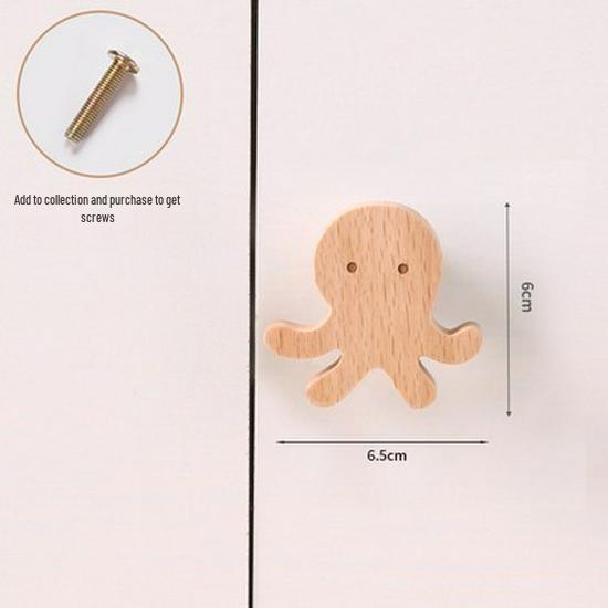 Nordic Star Moon Cloud Children's Wardrobe Handle - Solid Wood