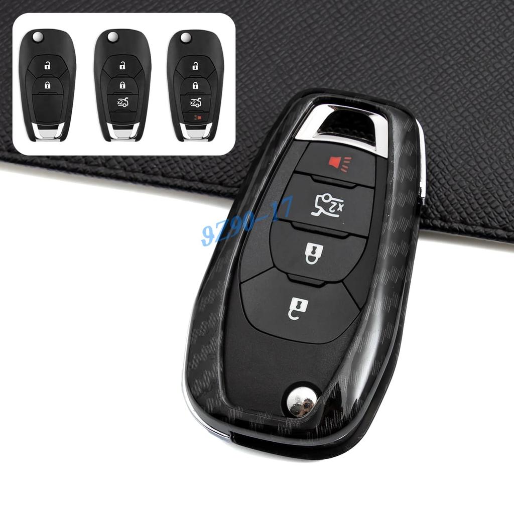Abs Carbon Fiber Car Smart Key Cover Case Keychain For Chevrolet Chevy Cruze   Trailblazer Spark Trax