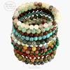 European 6mm Natural Agate Crystal Beaded Bracelet - Handmade Elastic Cord Jewelry for Women