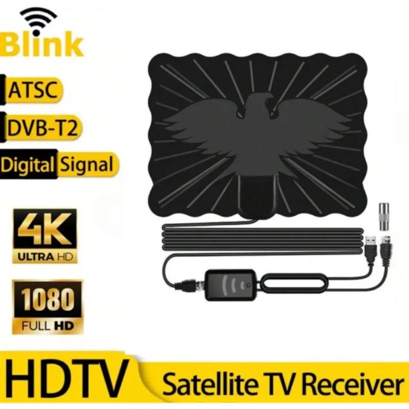 4K High Gain HD TV DTV Box Digital TV Antenna EU Plug Booster Active Indoor Aerial HD Flat Design With Signal Amplifier