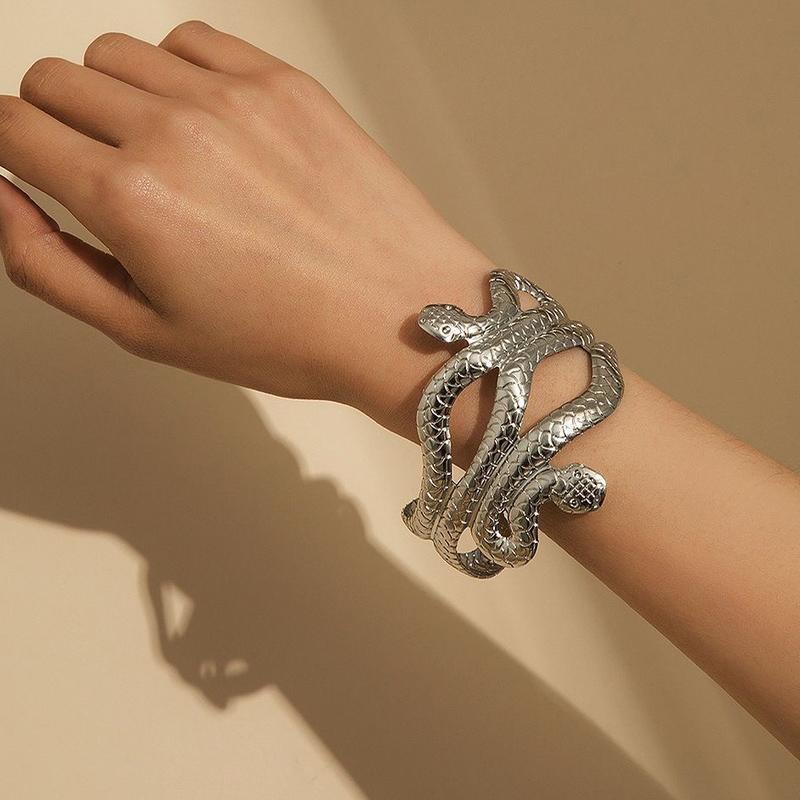 Vintage Egypt Swirl Snake Arm Cuff Armlet Armband Big Wide Bangle Bracelets for Women Cuff Indian Anime Men Fashion Jewelry