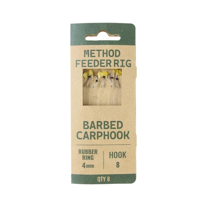 Pack of 8 Pre Tied Fishing Rigs Barbed Hook Method Feeder Rigs for Lake River Fishing Trip Fishing Tackle Accessories