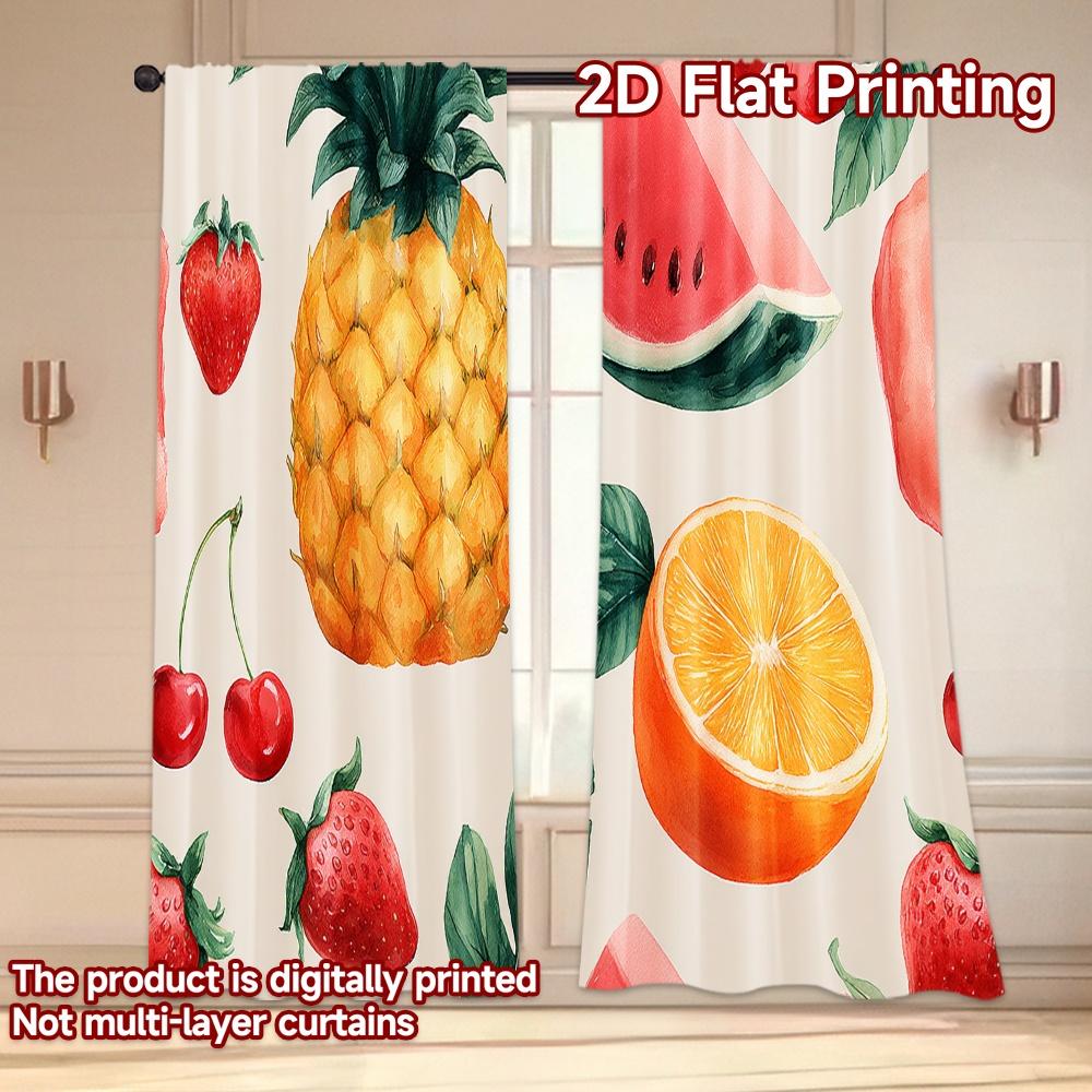 Set Of 2 Flat Printing Curtains Without Rod Fruit Fiesta Design Saint Patrick Is Day Holiday Semi Curtain With Light Filtering Polyester