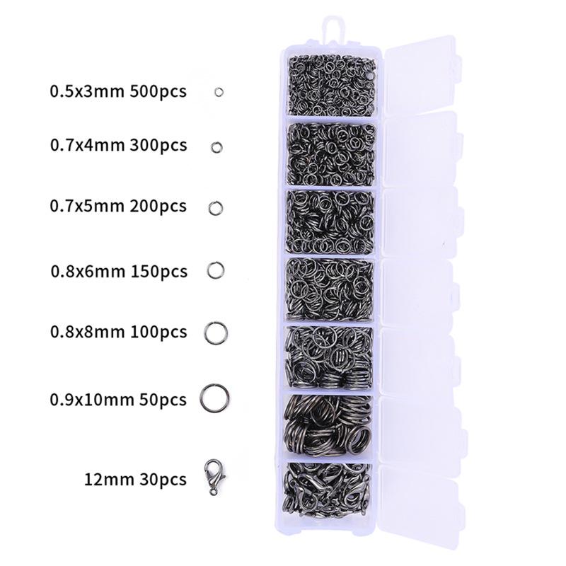 Zestaw do tworzenia biżuterii DIY: Pudełko 7-przegródkowe z zapięciami typu karabińczyk ze stopu, szpilkami w kształcie 9 i haczykami do uszu