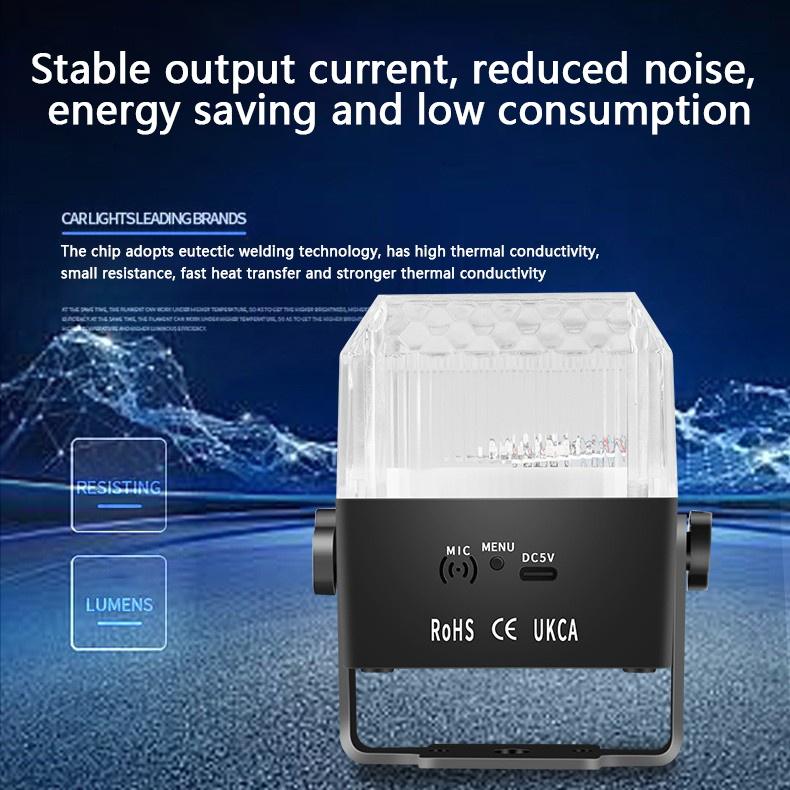 Portable RGB LED Stage Light Projector With Remote Voice Control For Home Party KTV Disco Wedding Decoration And Holiday Lightin