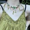 Vícevrstvý náhrdelník s kamínky ve tvaru motýla Sladký dámský choker s třásněmi Křišťálový náhrdelník Pro dívky