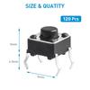 QTEATAK 120 Pcs 6 X 6mm X 5mm Momentary Tactile Tact Push Button Switch for PCB 4 Pin DIP Black