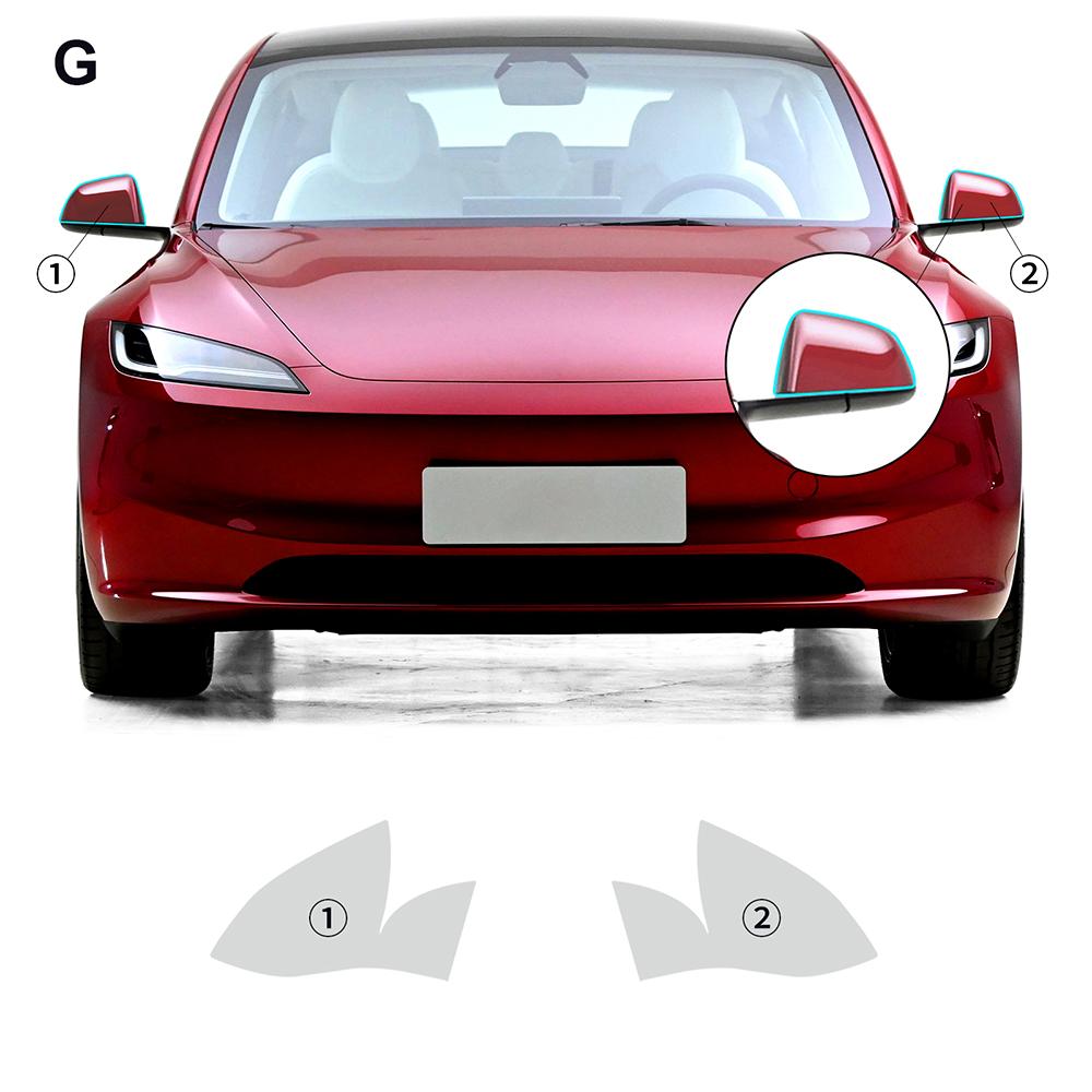 Pre-cut PPF Car Headlight Protective Film TPU For Tesla Model 3 Y X S - Rearview Mirror Transparent Scratch Resistant