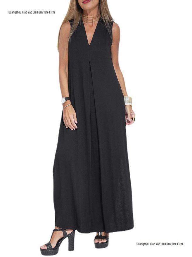 Europäisches und Amerikanisches Einfarbiges V-Ausschnitt Pulloverkleid und Strickjacken-Set für Damen