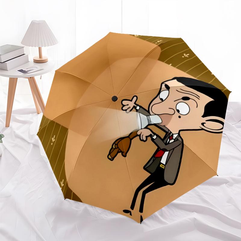 Mr Bean Fashionable Automatic Opening/Closing Folding Umbrella. Portable and Foldable, Ideal for Gift, Travel, and Daily Use.