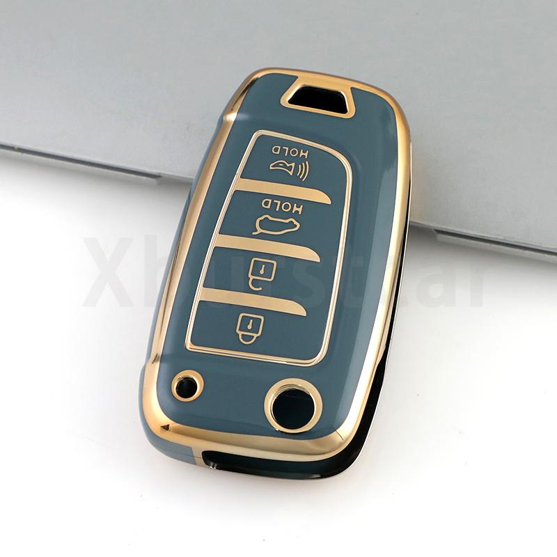 4 Buttons Tpu Car Flip Key Case Cover For Hyundai Santa Fe Tucson Verna Celesta Accent Elantra Solaris I30 I35 I40 Ix35 Sonata