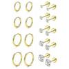 Stainless Steel European-American Style Stud & Hoop Earring Set