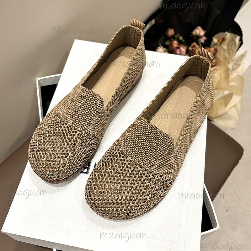 Fashion Women's Summer Casual Loafers Breathable Hollow Out Beijing Cloth Shoes Soft Sole Anti-Slip Slip-On Flat Shoes Zapatos De Mujer