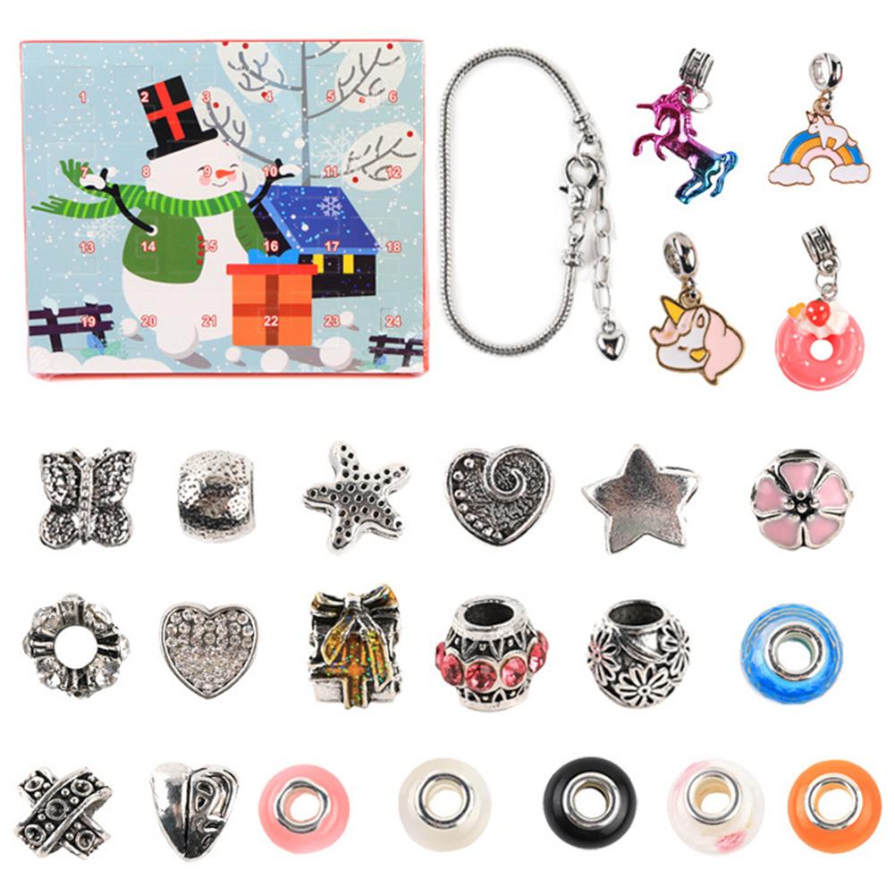 Christmas Bracelets Advent Calendar Bracelets Countdown Gift Box Charms Bracelet Set Arrival Calendar for Home Decoration