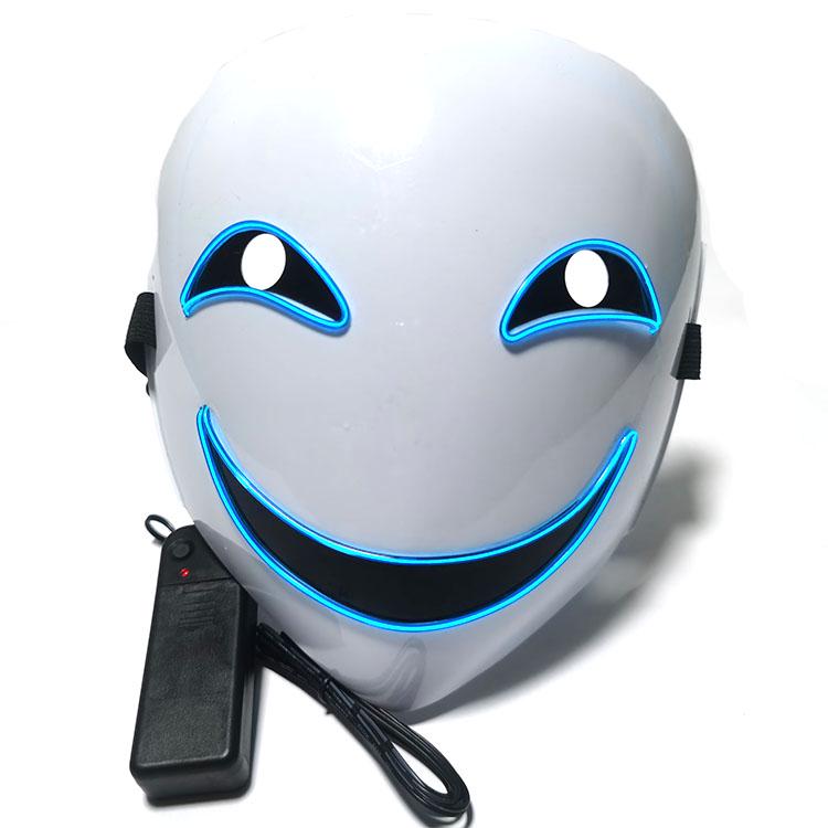 Black Ghost LED Sound-Control Mask - Luminous V Shape Halloween Prop