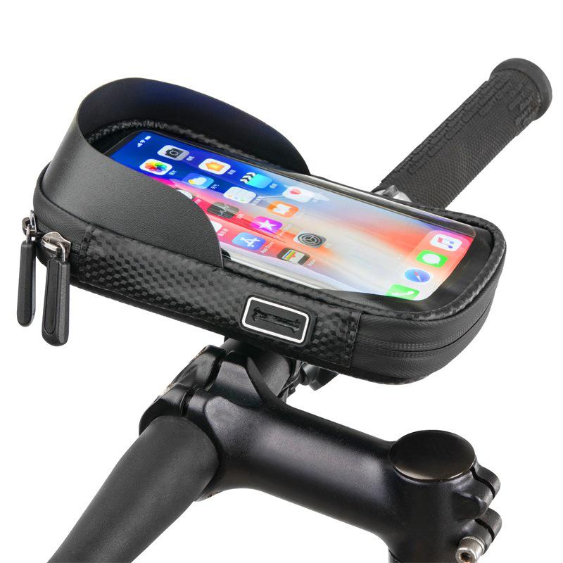 Unisex EVA Hartschalen-Fahrradlenkertasche mit Touchscreen, Wasserabweisendes Handyfach für Mountainbiking