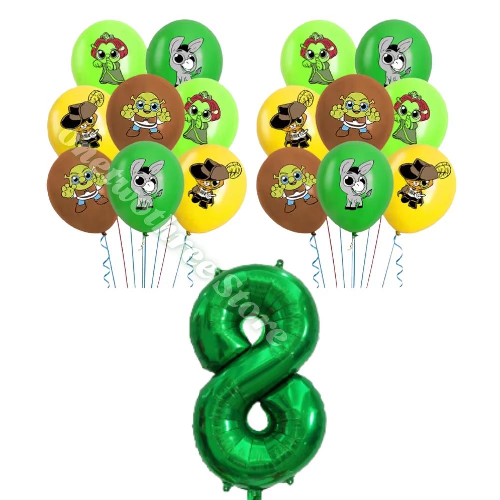 Monster Shrek Birthday Party Decoration Prince Donkey Green Princess Balloons Cup Plate For Kids Baby Shower Party Favor Gifts