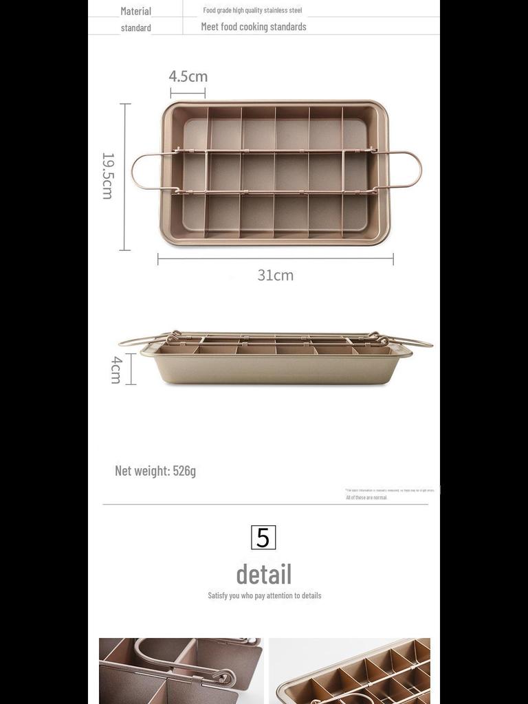 Non-Stick Brownie and Cake Mold with Solid Bottom
