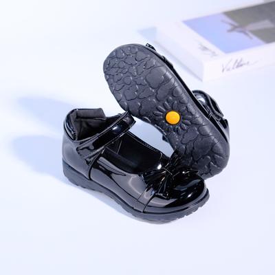 2025 New Style Black PU Leather Bow School Shoes for Students and Children
