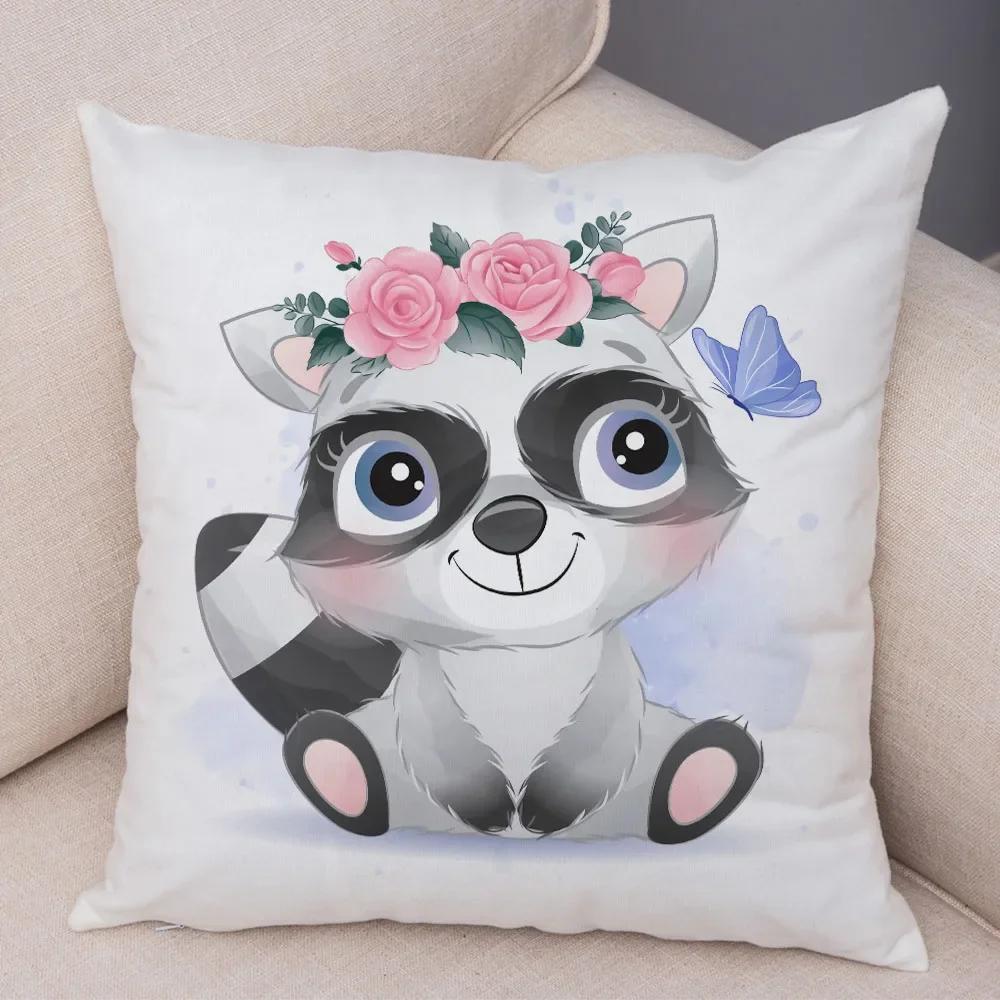 Haustier Hund Katze Druck Kissenbezug Farbe Niedlich Cartoon Tier Kissenbezug Dekoration Sofa Zuhause Kinderzimmer