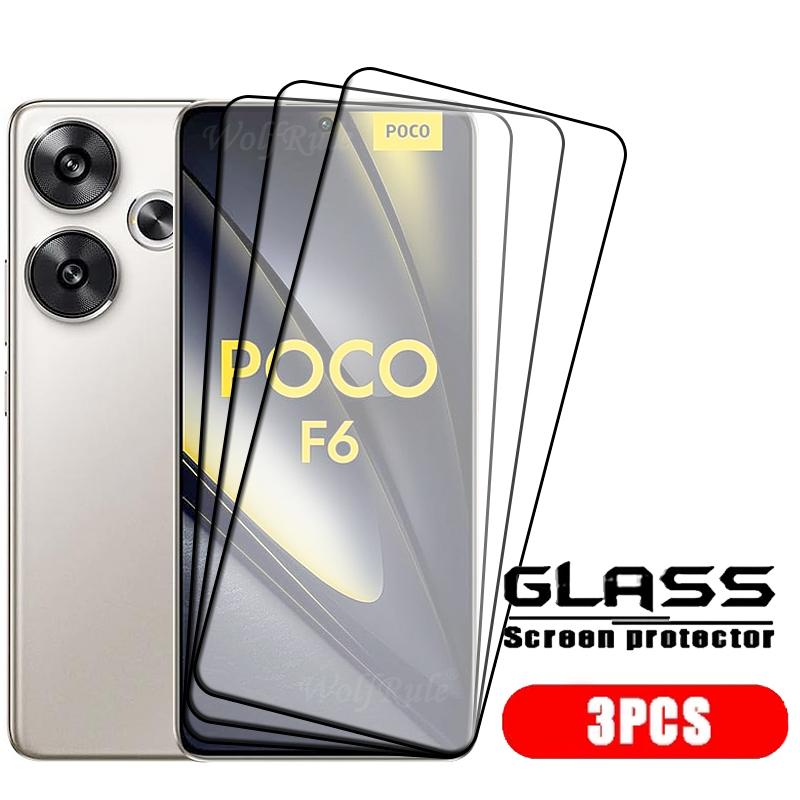 

4pcs For Poco F6 Glass Poco F6 Tempered Glass Full Cover Glue Protective Film 9H HD Screen Protector Xiaomi Poco F6 PocoF6 F 6 For Poco F6