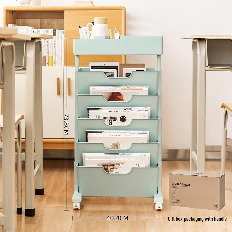 Mobile Bookshelf with Wheels for Classroom or Desk