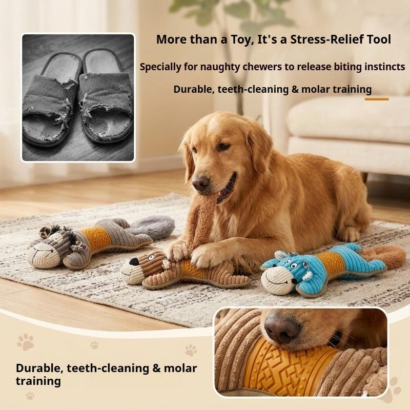 Squeaky Plush Cotton Rope Dog Chew Toy Bite Resistant Teething Toy for Puppy Small Medium Breed Dogs Interactive Boredom Relief