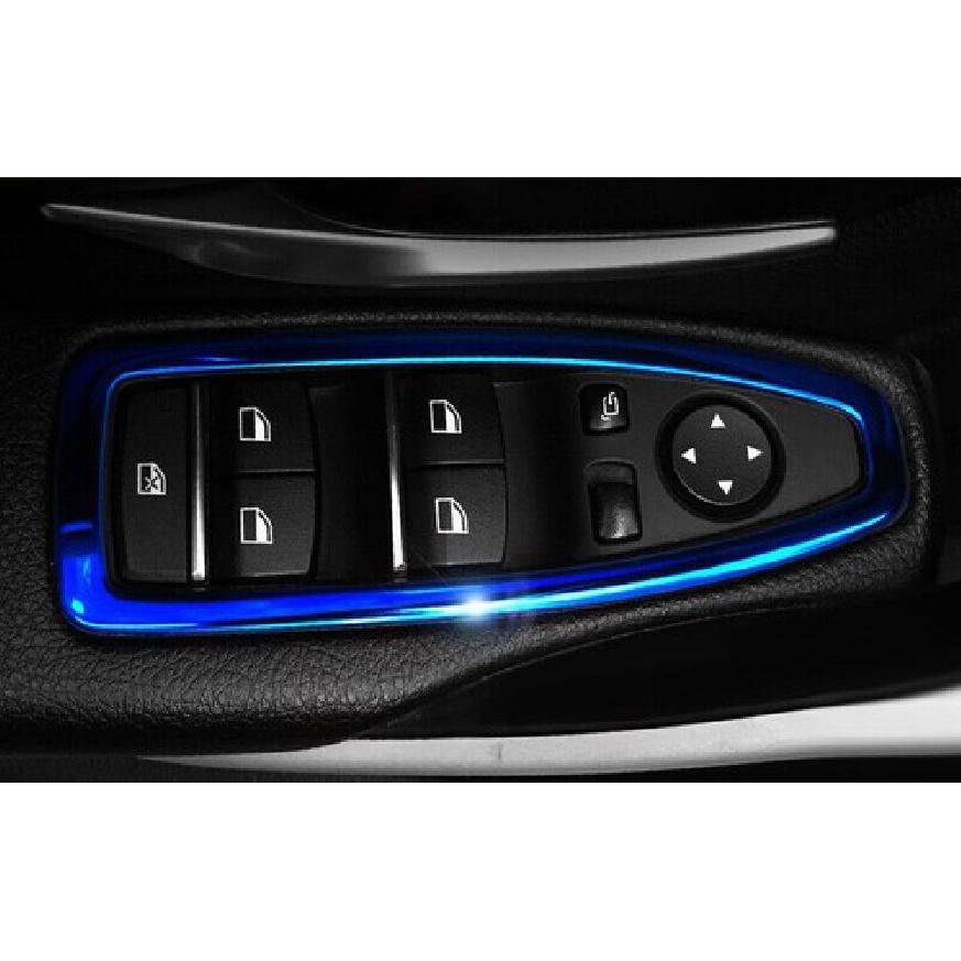 Window Door Lock Control Switch Trim For BMW 3 4 Series GT 2013- Blue Steel