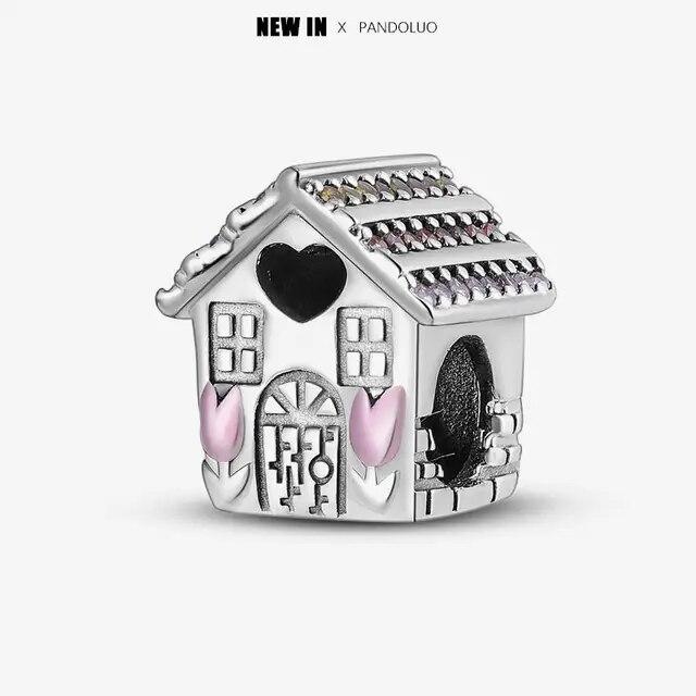 2024 Original New In Fairy Tale Town Series Round Heart Shaped Beads FitNew Bracelet 925 Silver Women Bead DIY Jewelry Gift