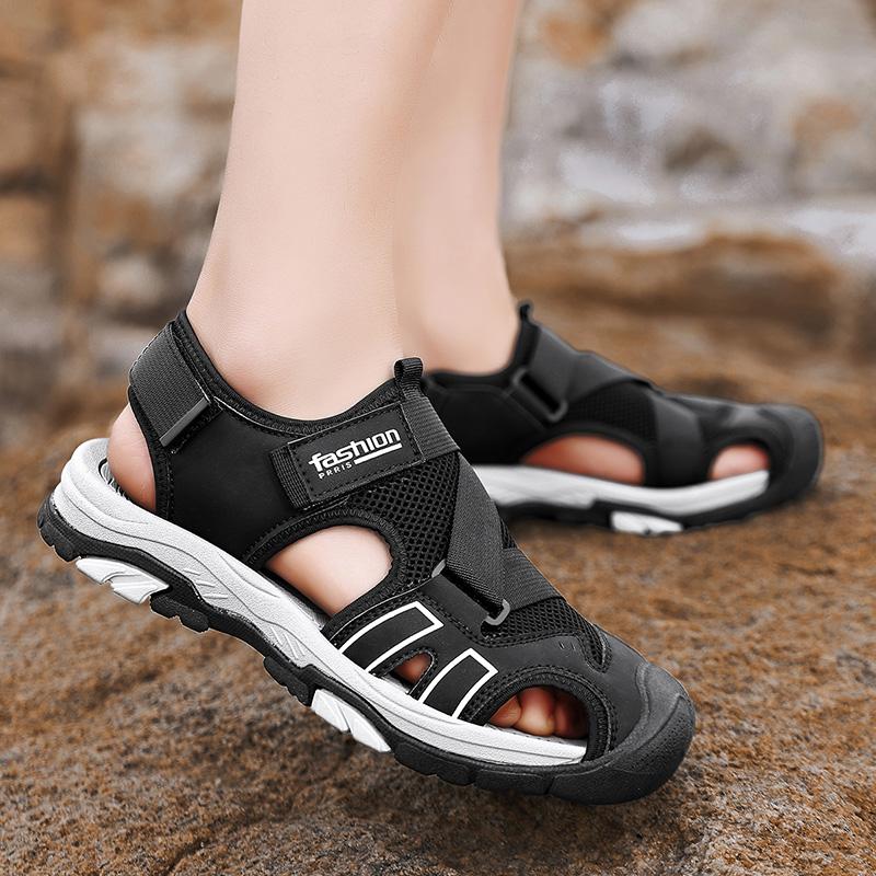 Fashion Summer New Sandals High Quality Trendy Styles Outdoor Street and Beach Walking Daily Breathable Shoes for Men Black Gray