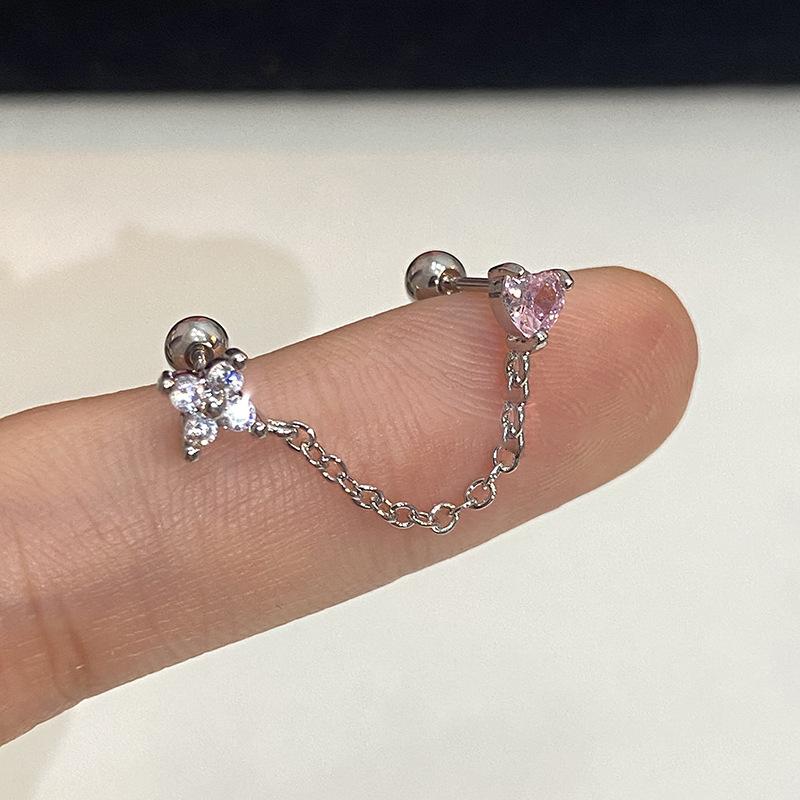 

Циркон клевер цветок сердцевидные серьги с несколькими нитями легкая роскошь высококлассные серьги-гвоздики модные универсальные серьги