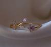 New Cute Colorful Zircon Flower Ring For Women Girl Fashion Vintage Zircon Adjustable Rings Jewelry Gift