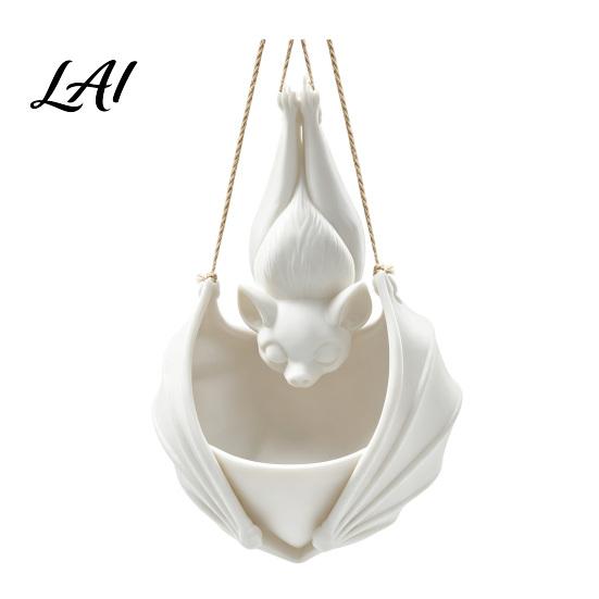 Creative Bat Shaped Flower Pot Hanging Plant Pot Halloween Planter 3D Printed Gothic Small Planters for Windowsill Holder Indoor Outdoor Home Garden