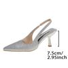 Fashion All-Match Silvery Elastic Band Pumps Heels for Women Party Pointed Toe Plus Size Woman High Heels Fashion Bling Pumps Female