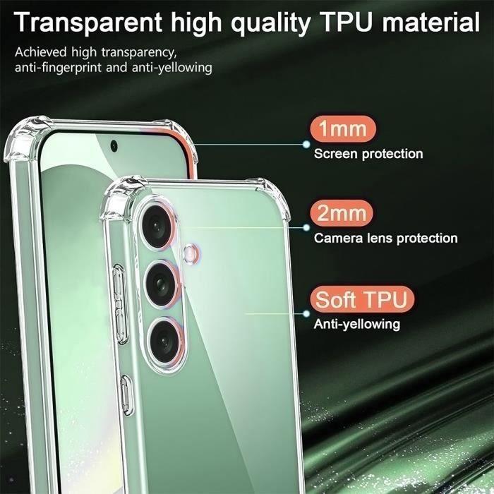 Skal för Samsung Galaxy S24 FE (passar inte S24) - Skydd Stötsäker Silikon Transparent + 2 Härdat Glas