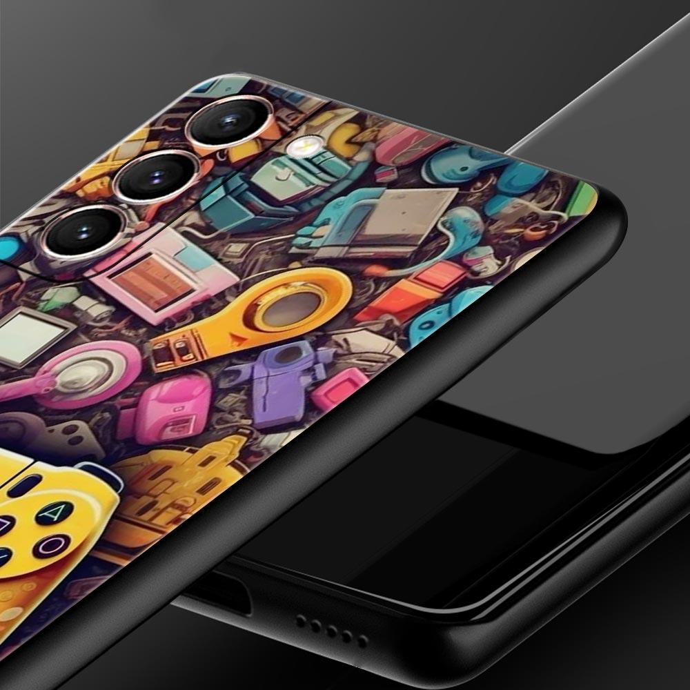 Game Controller Graphic Phone Case For Samsung Galaxy S26 Ultra S25 Plus S24 FE S23 S22 5G S21 S20 Cover Black Soft