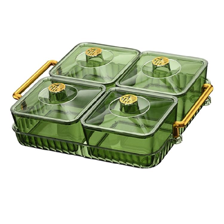 Nonslip Divided Snacks Fruit Tray With Lid Snacks Fruit Tray Removable Snacks Platter Candy Storage Box Easy to Use