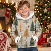 Kids Long Sleeve Christmas Print Casual Fashion Hooded Top
