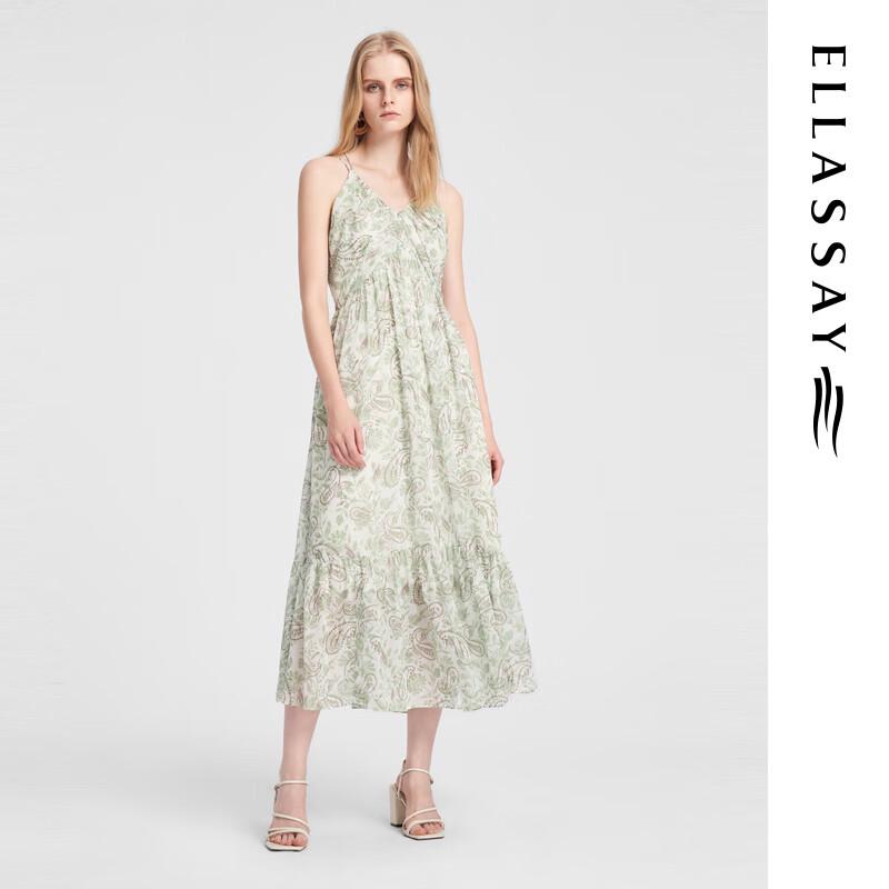 ELLASSAY Women's Printed Tiered Chiffon Camisole Dress