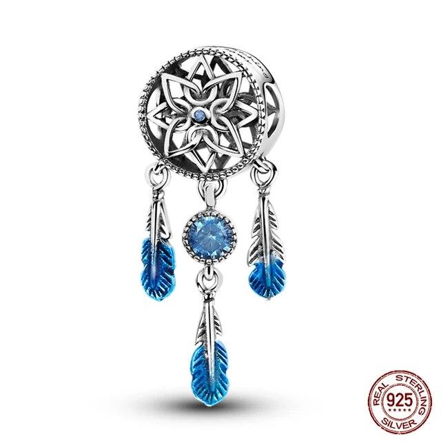 925 Sterling Silver Colorful Zircon Dreamcatcher Charms Beads Pendants FitFashion Original Bracelets DIY Jewelry Making