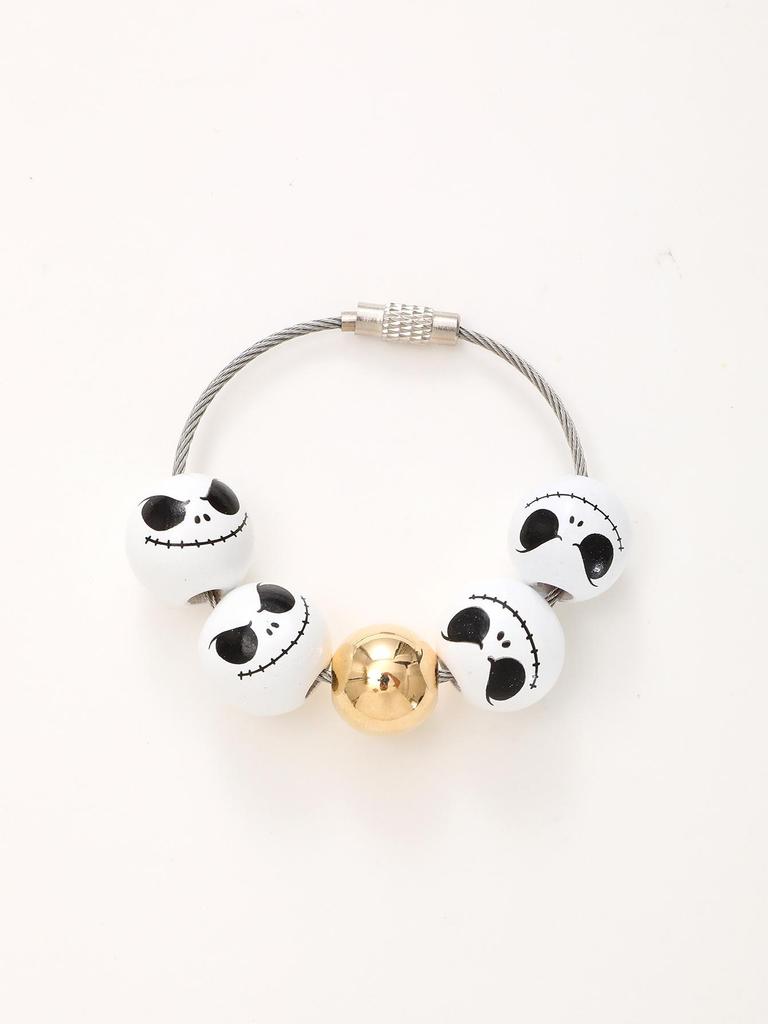 Independence Day & Halloween Sports Style Wooden Bead Keychain Bracelet