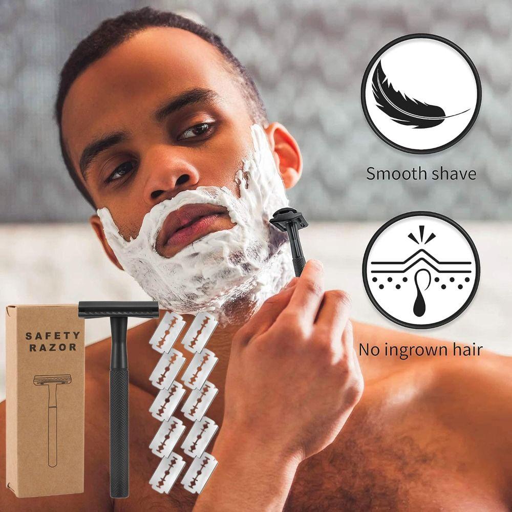 

Stainless Steel Safety Razor Reusable Hair Shaver Hot Double Edge Razor for Men and Women різнокольоровий