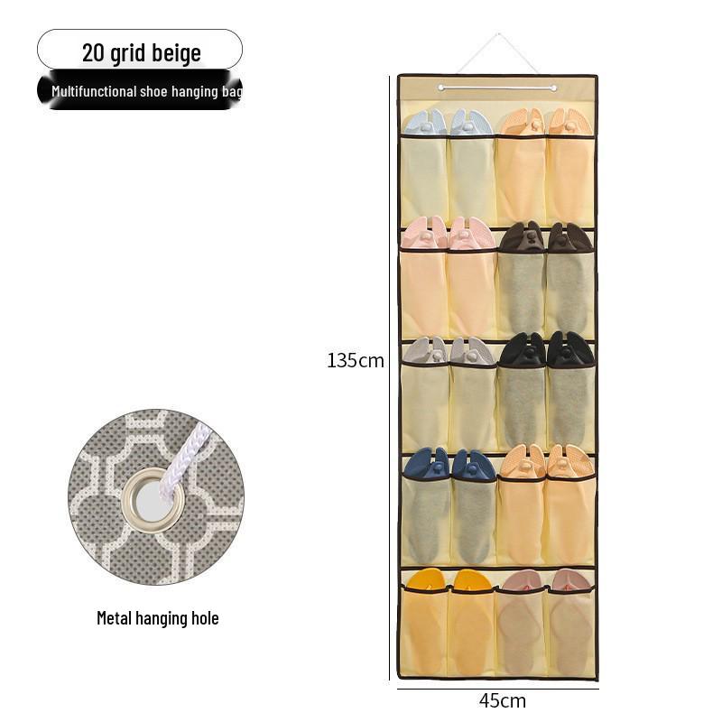 Wall-Mounted Fabric Hanging Organizer with Pockets - Essential Over-the-Door Storage for Dorms and Homes