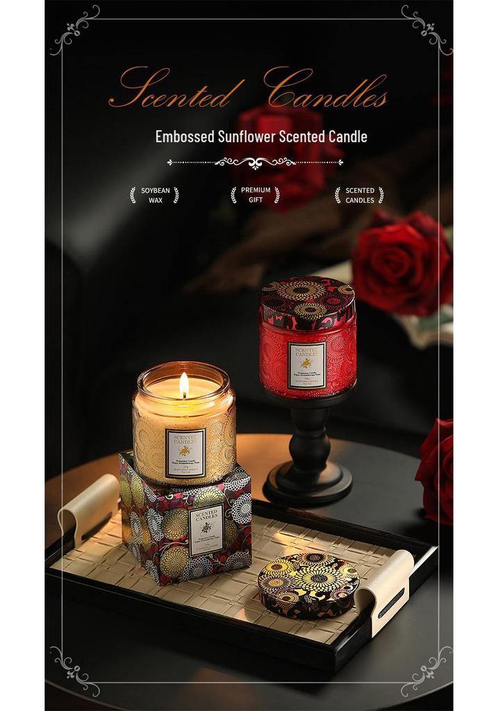High-End Crystal Embossed Soy Wax Aroma Candle – Smokeless European & American Bestseller Souvenir