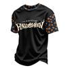 Herren Casual Corduroy Kurzarm Leicht Atmungsaktiv Rundhalsausschnitt Oberteil Halloween-Thema Aufdruck Buchstaben Design Bequeme Passform
