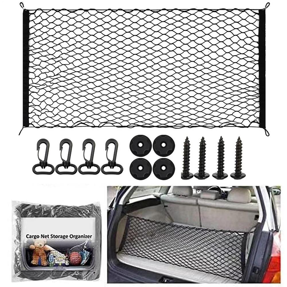 Car Trunk Storage Net Bag Cargo Luggage Storage Net Luggage Fixed Net Elastic Mesh Hanging Storage Net Pocket Stowing Tidying