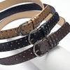 Double row rivet pin buckle women's belt retro punk decorative jeans fashion European and American style black
