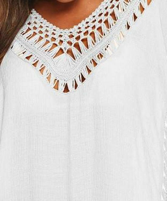 V-Neck Crochet Patchwork Beach Cover-Up Skirt - Sexy & Loose, Hollow-Out Design, Short Length, Available in 10 Colors